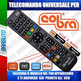 TELECOMANDO UNIVERSALE TECHNO PER COBRA SCEGLI IL MODELLO DEL TUO APPARECCHIO DALL'ELENCO E LO RICEVERAI GIA PRONTO.