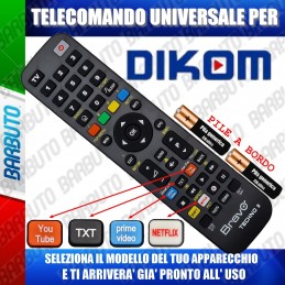 TELECOMANDO UNIVERSALE TECHNO PER DIKOM SCEGLI IL MODELLO DEL TUO APPARECCHIO DALL'ELENCO E LO RICEVERAI GIA PRONTO.