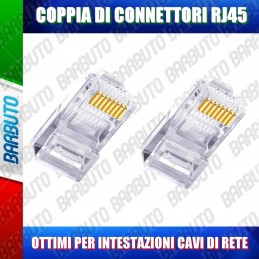 COPPIA PLUG DI RETE 8P8C RJ45 OTTIMI PER CAVI CAT5E