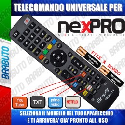 TELECOMANDO UNIVERSALE TECHNO PER NEXPRO SCEGLI IL MODELLO DEL TUO APPARECCHIO DALL'ELENCO E LO RICEVERAI GIA PRONTO.