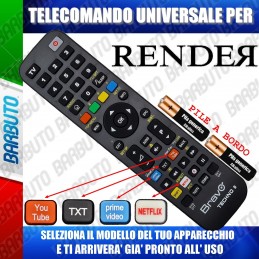 TELECOMANDO UNIVERSALE TECHNO PER RENDER SCEGLI IL MODELLO DEL TUO APPARECCHIO DALL'ELENCO E LO RICEVERAI GIA PRONTO.